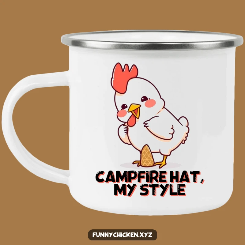 Funny Chicken Cone Camping Mug, Outdoor Balancing Humor, Adventure Gift