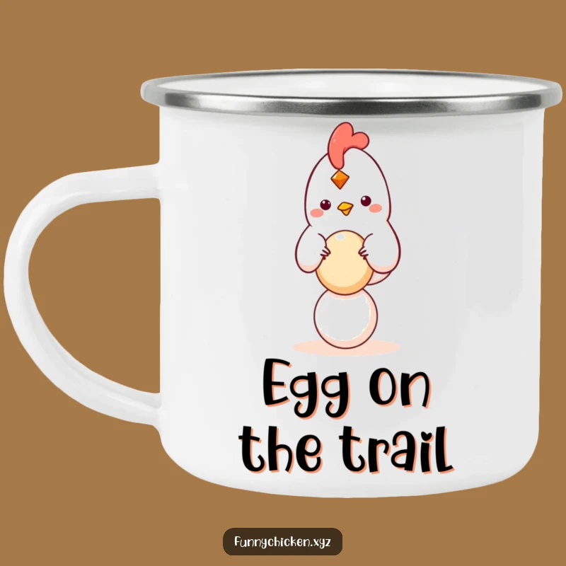 Funny Balancing Chicken Camping Mug, Steady Adventures & Humor