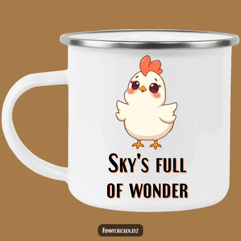 Funny Surprised Chicken Camping Mug, Outdoor Shocked Look, Adventure Gift