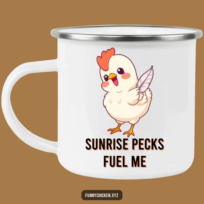 Funny Chicken Camping Mug: Outdoor Adventures with Feather Pecking Humor, Gift