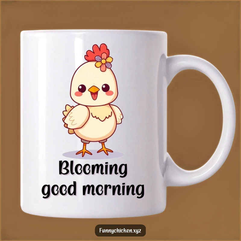 Funny Kawaii Chicken Flower Crest Mug - Proud and Colorful Gift