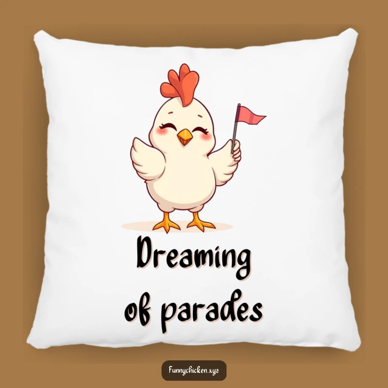 Funny Winking Chicken Flag Pillow, Soft Cheerful Cushion, Cozy Comical Comfort Gift