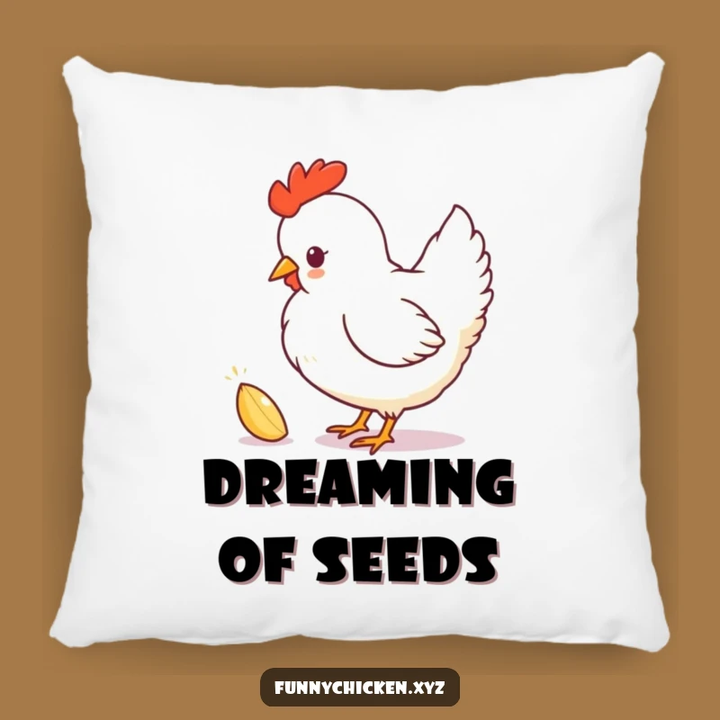 Cute Funny Chicken Silhouette Pillow, Playful Pecking Seed Accent, Cozy Humorous Decor
