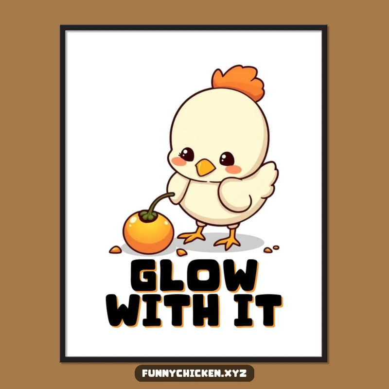 Funny Kawaii Chicken Seed Digital Art, Instant Humorous Decor