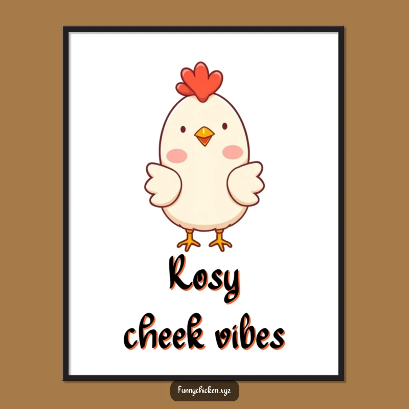 Funny Happy Chicken Digital Print, Rosy Cheeks Clucking Art, Instant Cheerful Decor