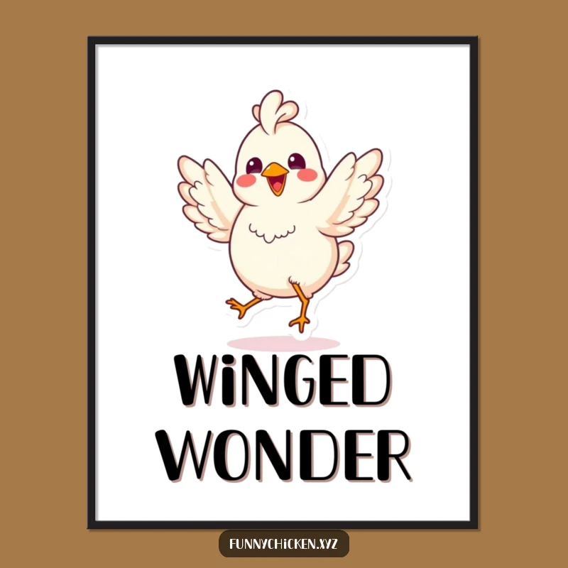 Funny Kawaii Chicken Dance Digital Art, Instant Joyful Decor