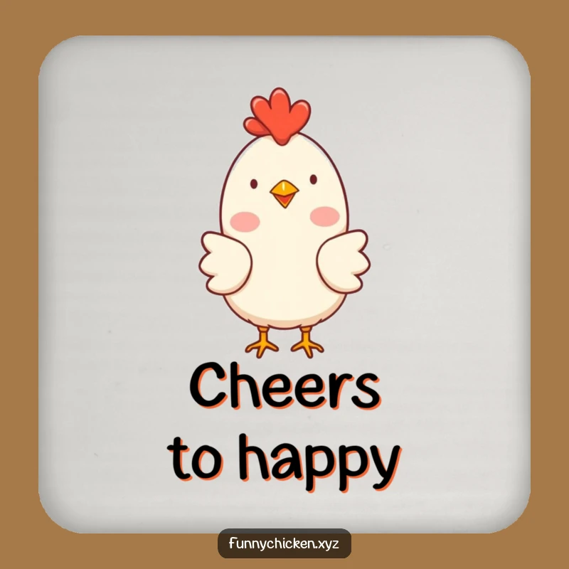 Funny Happy Chicken Coaster Set, Rosy Cheeks Clucking Protection, Cheerful Humorous Decor