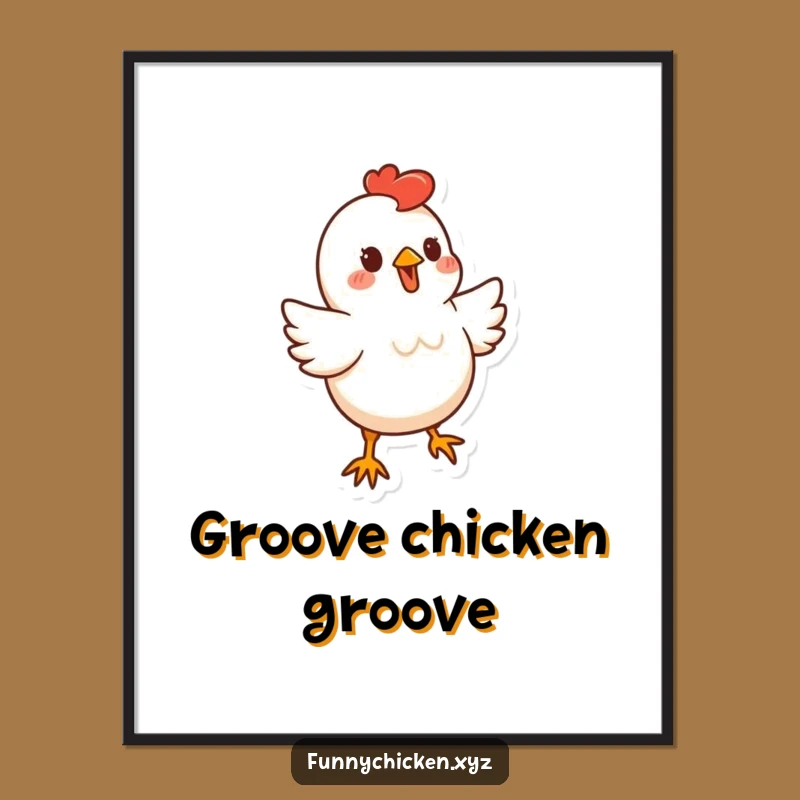 Funny Dancing Chicken Poster, Stylized Bouncy Art, Whimsical Humorous Wall Decor