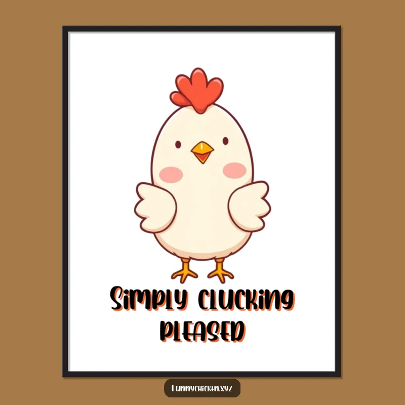 Funny Happy Chicken Poster, Rosy Cheeks Clucking Art, Cheerful Humorous Wall Decor