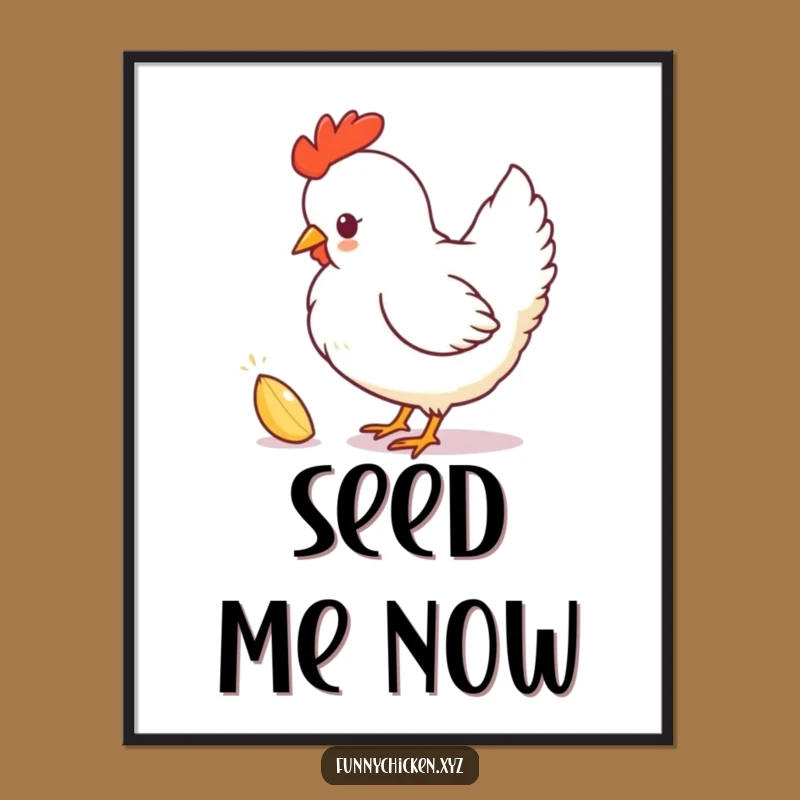 Funny Chicken Silhouette Poster, Playful Pecking Seed Art, Whimsical Humorous Wall Decor