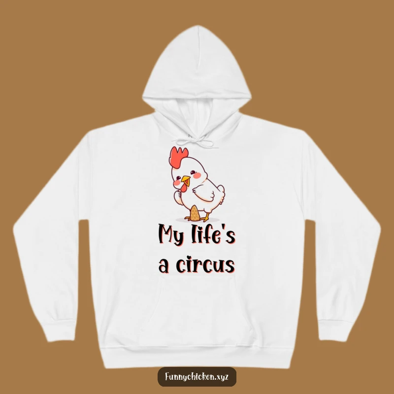 Cozy Funny Chicken Cone Hoodie, Hilarious Balancing Design, Warm Comical Gift