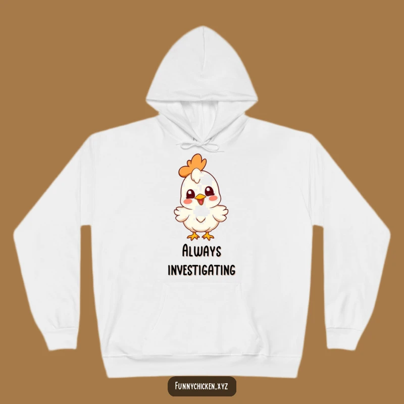 Warm Funny Curious Chicken Hoodie, Joyful Head Cocked Design, Cozy Humorous Gift