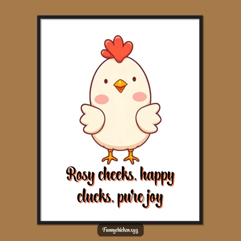 Free Printable Happy Chicken Wall Art: Rosy Cheeks Design, Downloadable Decor