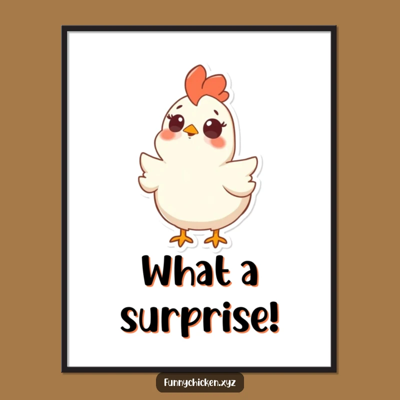 Free Printable Wall Art: Surprised Chicken Looking Up, Humorous Downloadable Decor
