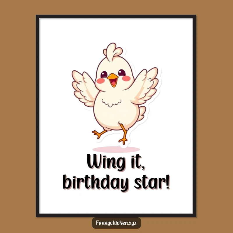 Free Printable Kawaii Chicken Dancing Wall Art - Funny Downloadable Joyful Decor