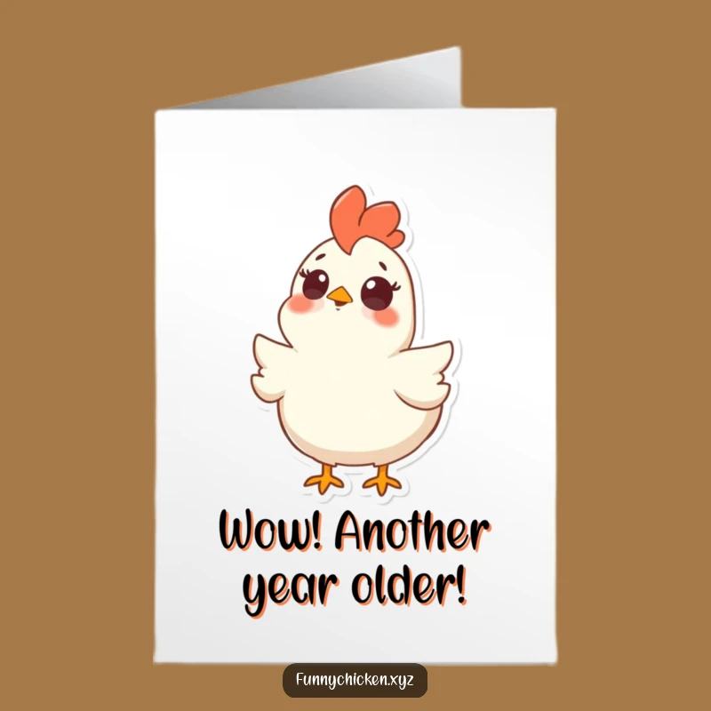 Free Printable Birthday Card: Surprised Chicken Looking Up, Downloadable Hilarious Greeting