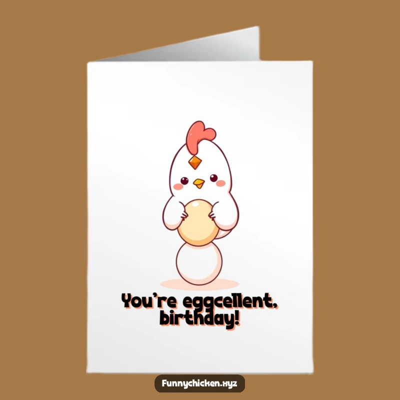 Free Printable Egg Balancing Kawaii Chicken Birthday Card - Funny Downloadable Gift