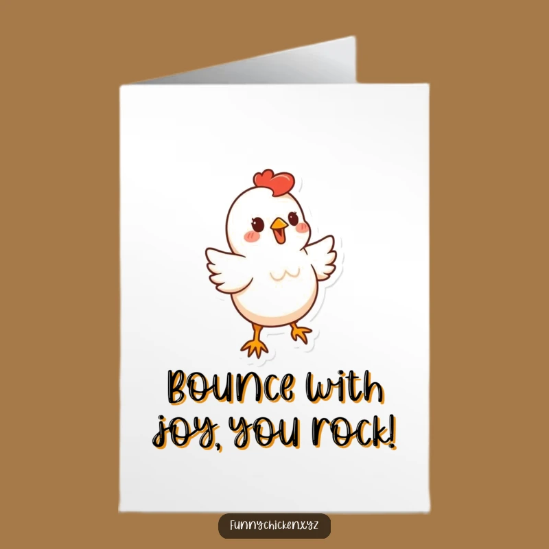 Free Printable Bouncy Chicken Congrats Card: Fun Dance, Downloadable Gift