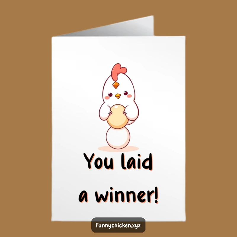 Free Printable Egg Balancing Kawaii Chicken Congrats Card - Funny Downloadable Gift