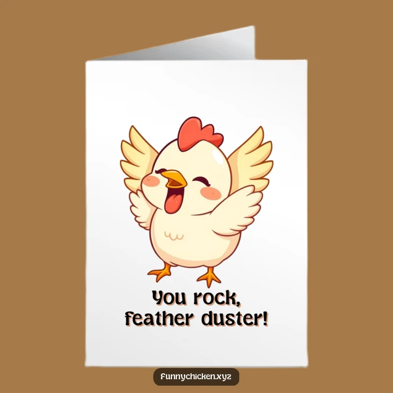 Free Printable Congrats Card: Excited Chicken Grinning Downloadable Gift