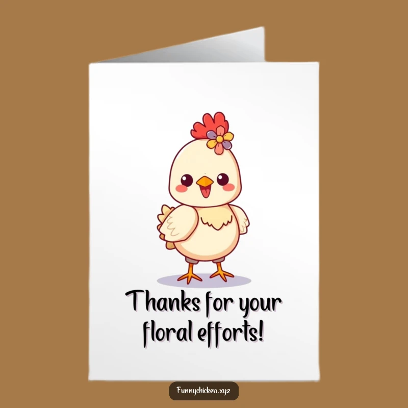 Free Printable Kawaii Chicken Thank You Card - Strutting Flower Gratitude Downloadable Gift