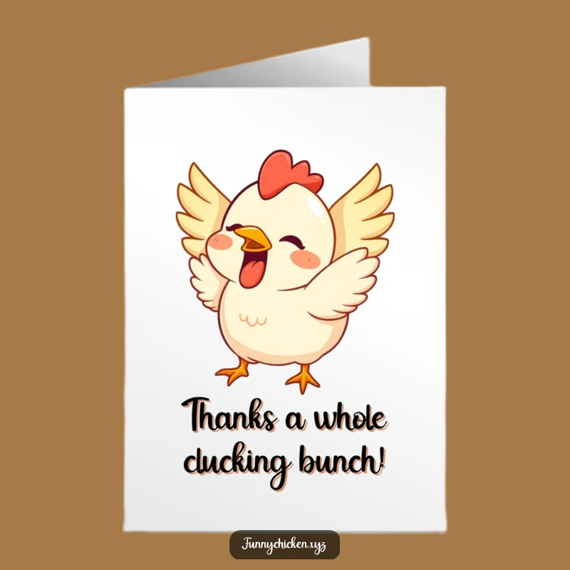 Free Printable Thank You Card: Excited Chicken Grinning Downloadable Gift