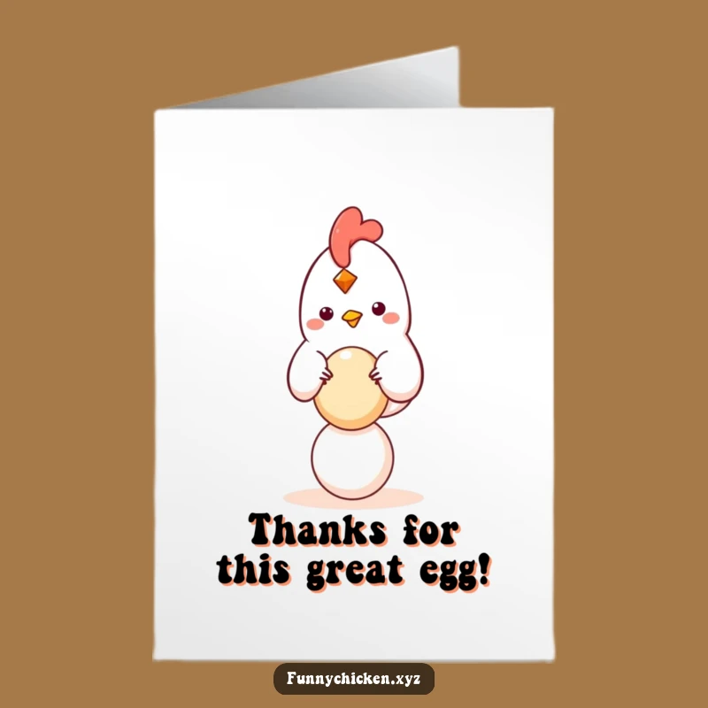 Free Printable Egg Balancing Kawaii Chicken Thank You Card - Funny Downloadable Gift
