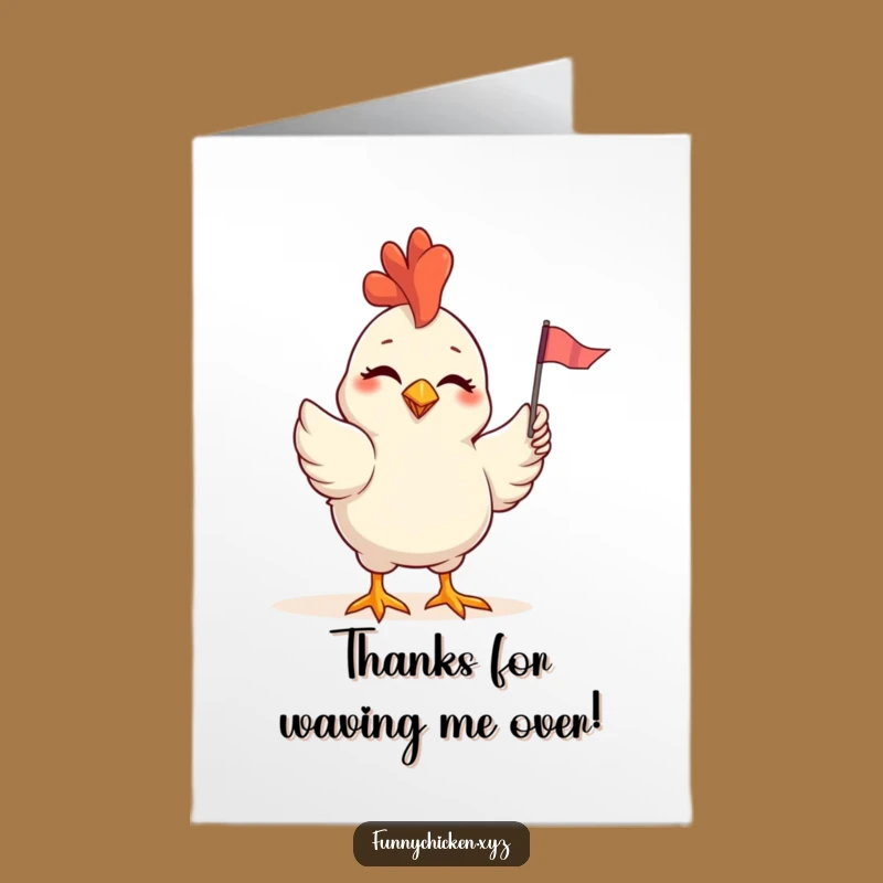 Free Printable Thank You Card: Winking Chicken Flag Wave, Downloadable Funny Gratitude