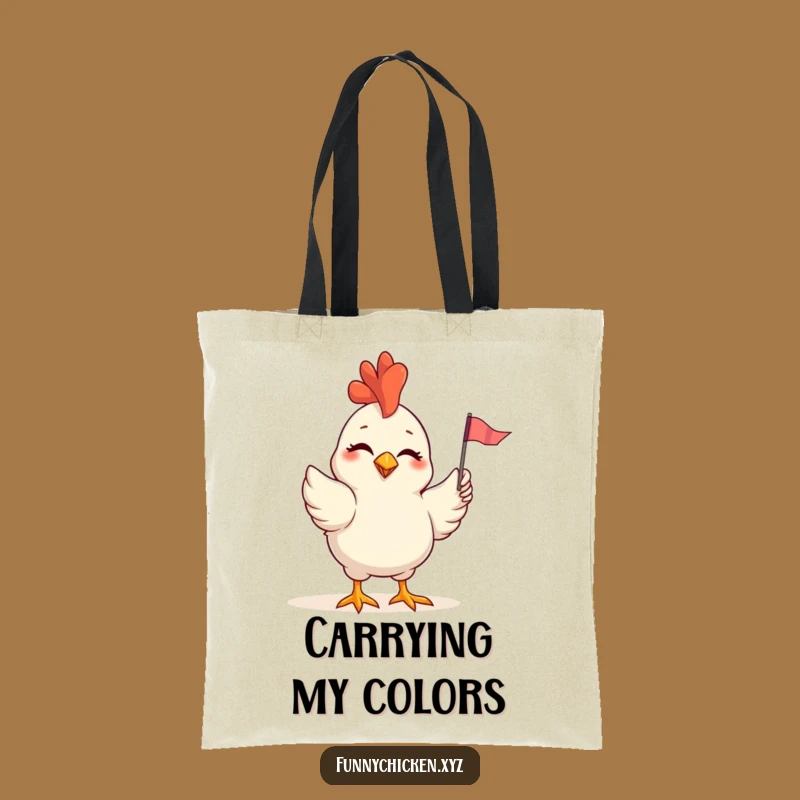 Funny Winking Chicken Flag Tote Bag, Cheerful Accessory, Practical Comical Gift