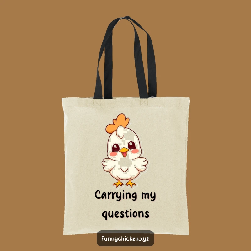Funny Curious Chicken Tote Bag, Joyful Head Cocked Style, Practical Humorous Accessory